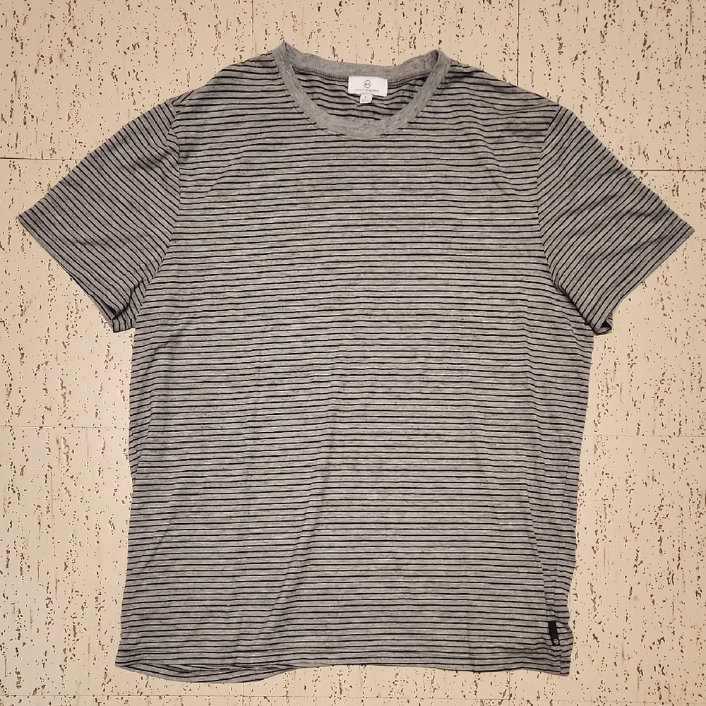 Adriano Goldschmied Grey And Black Pin Stripe Crewneck T-Shirt